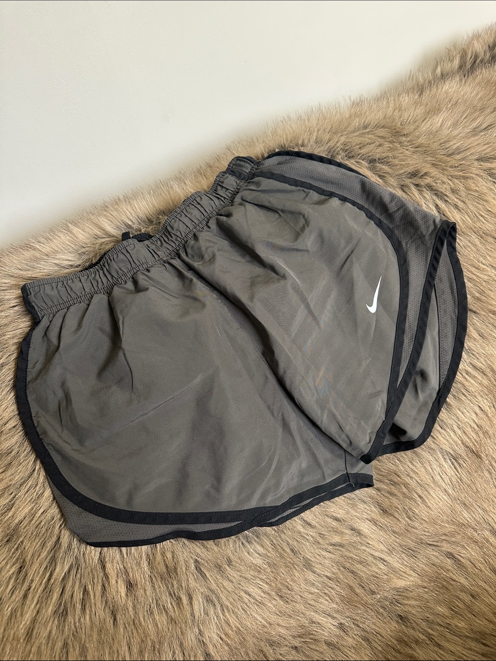 Nike Women's Gray Athletic Running Shorts with Black Trim